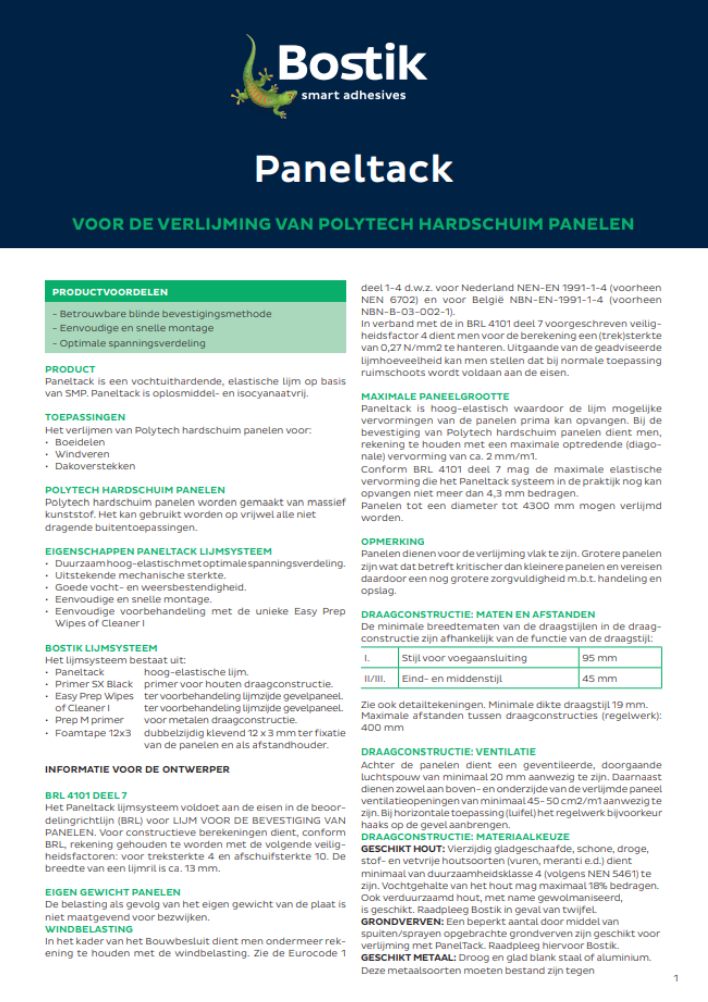 Bostik Paneltack lijmadvies voor Polytech hardschuim panelen preview