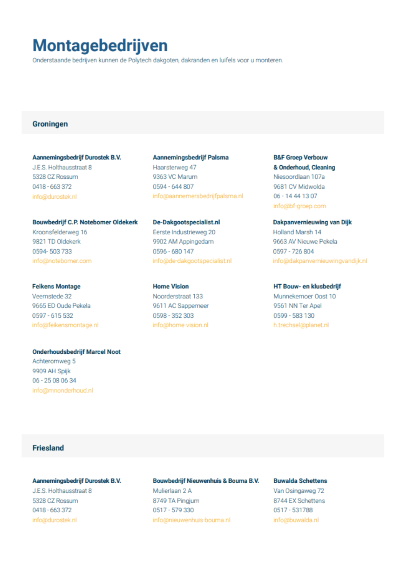 Overzicht montagebedrijven preview